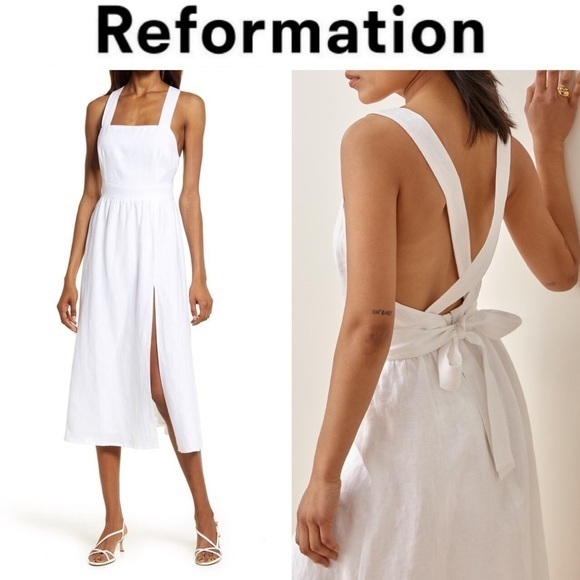REFORMATION Elara Linen Dress in White sz 2 NWT 248$